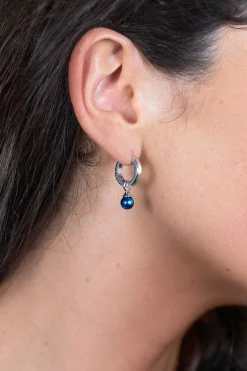 Online Zinzi zilveren oorbedels parels blauw 6mm ZICH1749B (zonder oorringen)