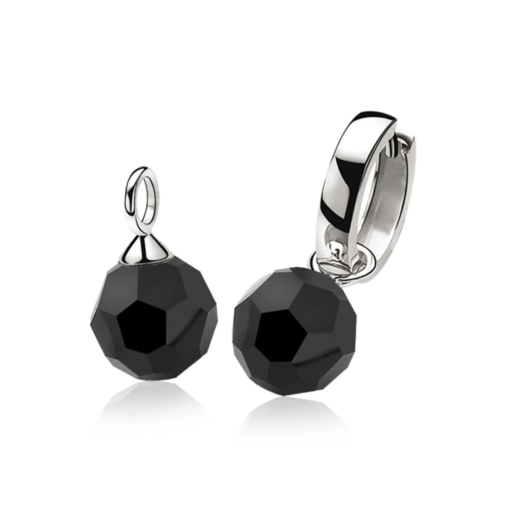 Best Zinzi zilveren oorbedels zwarte bead ZICH266Z (zonder oorringen)