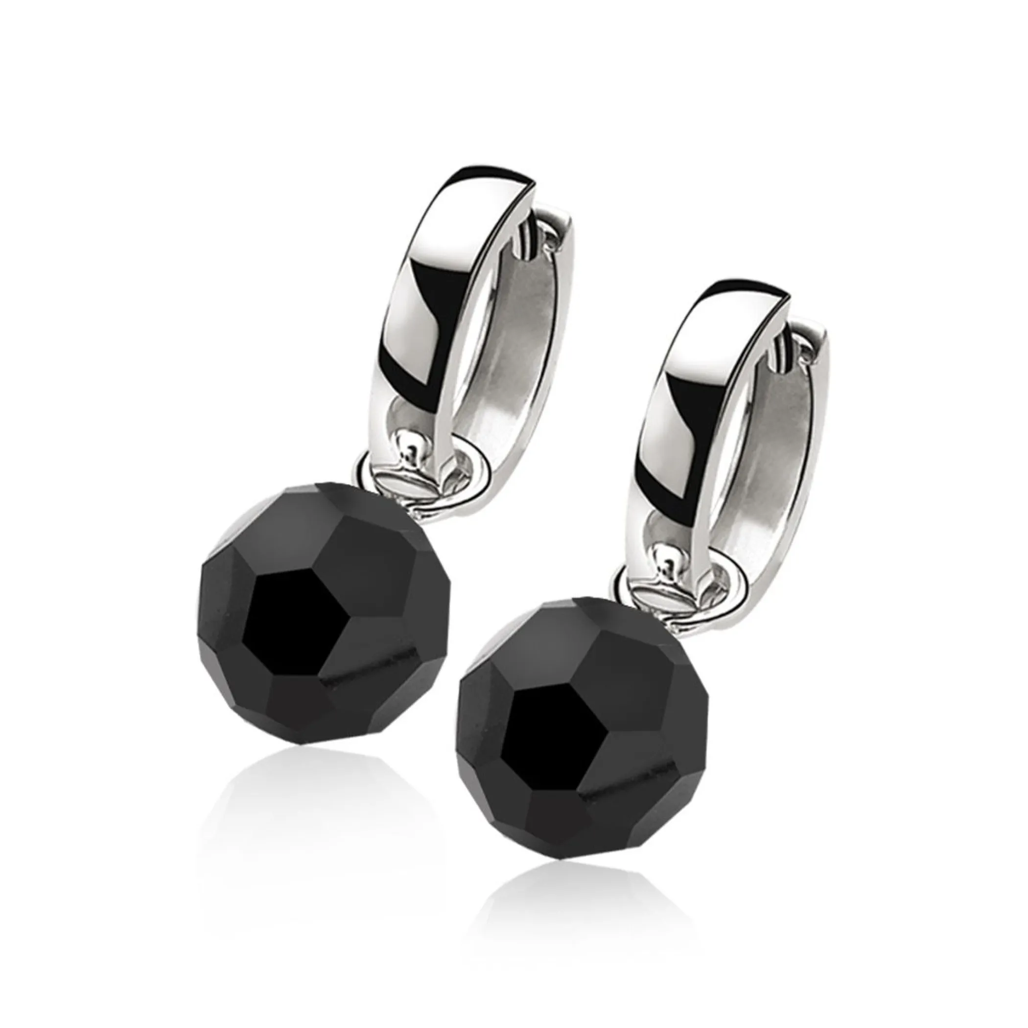 Best Zinzi zilveren oorbedels zwarte bead ZICH266Z (zonder oorringen)