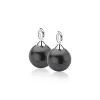 New Zinzi zilveren oorbedels parel zwart 12mm ZICH305Z (zonder oorringen)