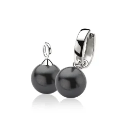 New Zinzi zilveren oorbedels parel zwart 12mm ZICH305Z (zonder oorringen)