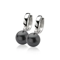 New Zinzi zilveren oorbedels parel zwart 12mm ZICH305Z (zonder oorringen)