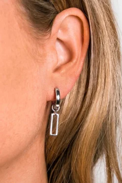 Sale Zinzi zilveren oorbedels open rechthoek 14mm ZICH1692 (zonder oorringen)