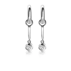 Outlet Zinzi zilveren oorbedels staafje 19mm witte zirconia bedel ZICH1953 (zonder oorringen)