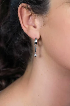 Outlet Zinzi zilveren oorbedels staafje 19mm witte zirconia bedel ZICH1953 (zonder oorringen)