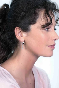 Outlet Zinzi zilveren oorbedels staafje 19mm witte zirconia bedel ZICH1953 (zonder oorringen)