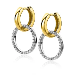 Discount Zinzi zilveren oorbedels 18mm ronde open vorm witte zirconia ZICH2199 (zonder oorringen)