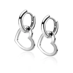 New Zinzi zilveren oorbedels 12mm open harten ZICH2197 (zonder oorringen)
