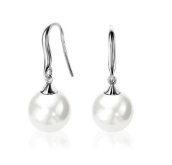 Zinzi zilveren oorhangers parel wit ZIO266