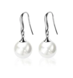Zinzi zilveren oorhangers parel wit ZIO266