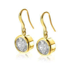 Online Zinzi zilveren oorhangers geelverguld witte zirconia 11mm ZIO2