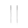 Outlet Zinzi zilveren oorhangers staafjes wit 35mm ZIO1832