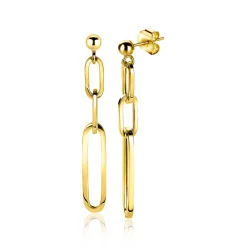 Discount Zinzi zilveren oorhangers 45mm in 14K geel verguld met ovale closed for ever schakels ZIO1990G