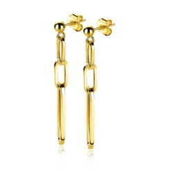 Discount Zinzi zilveren oorhangers 45mm in 14K geel verguld met ovale closed for ever schakels ZIO1990G
