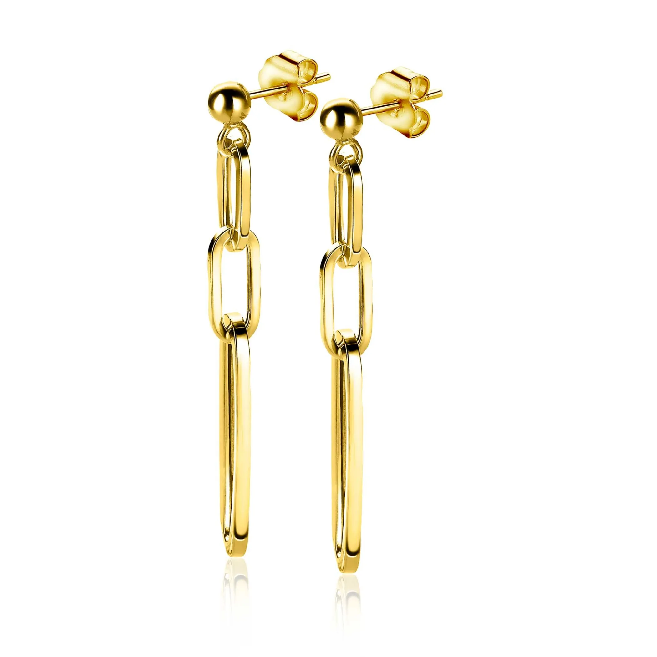 Discount Zinzi zilveren oorhangers 45mm in 14K geel verguld met ovale closed for ever schakels ZIO1990G