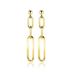 Discount Zinzi zilveren oorhangers 45mm in 14K geel verguld met ovale closed for ever schakels ZIO1990G