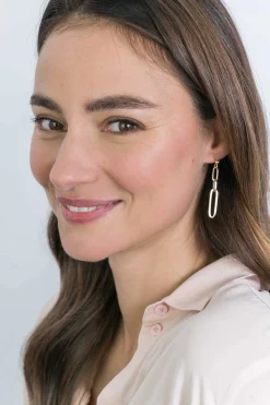 Discount Zinzi zilveren oorhangers 45mm in 14K geel verguld met ovale closed for ever schakels ZIO1990G