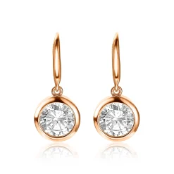 Clearance Zinzi zilveren oorhangers rosé verguld witte zirconia 11mm ZIO3