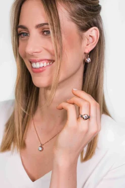 Clearance Zinzi zilveren oorhangers rosé verguld witte zirconia 11mm ZIO3