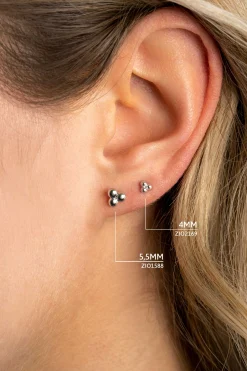 Online Zinzi zilveren oorknopjes 4mm 3 bolletjes ZIO2169