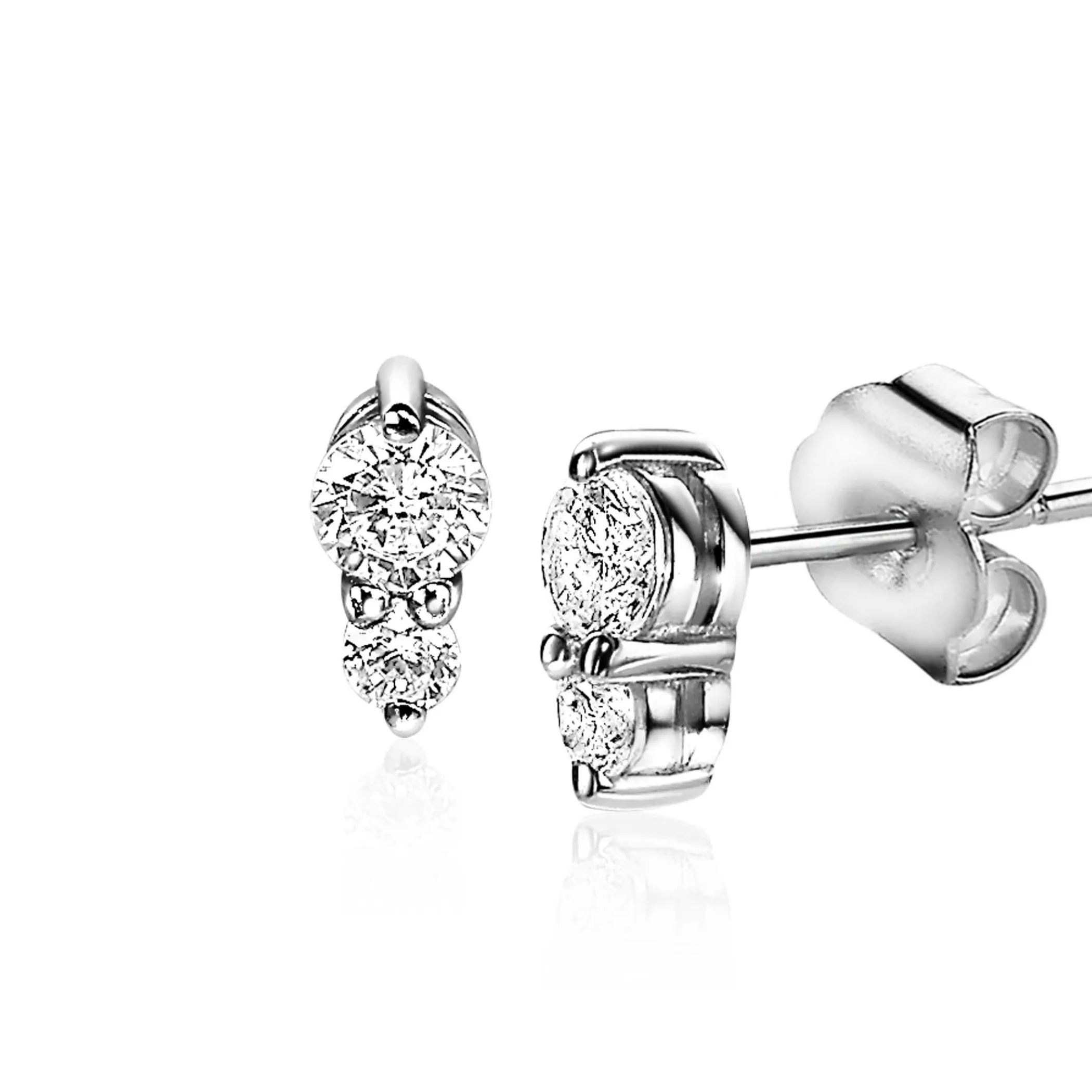 New Zinzi zilveren oorknopjes 6mm rond wit ZIO2080