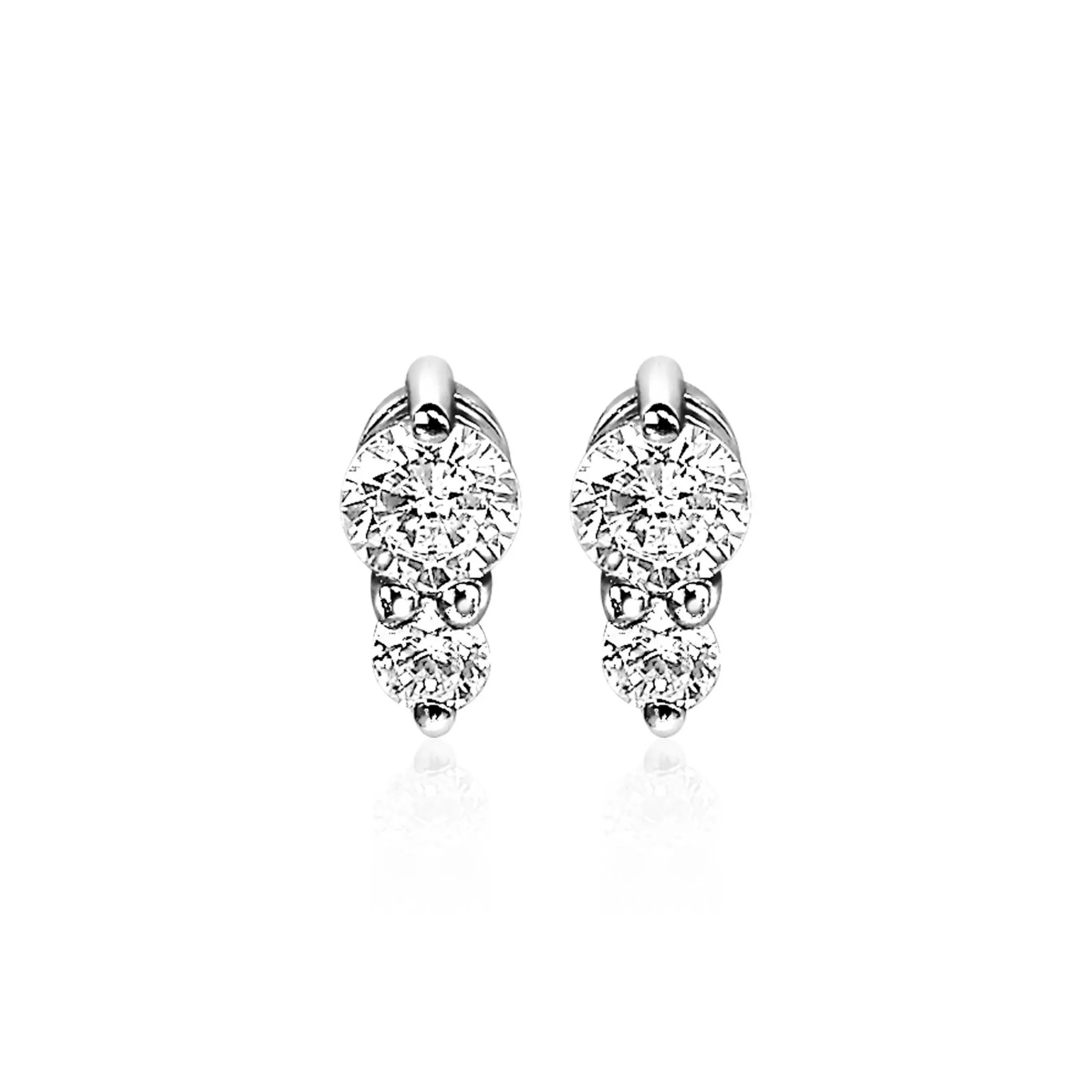 New Zinzi zilveren oorknopjes 6mm rond wit ZIO2080