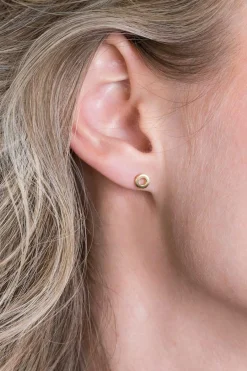 Sale Zinzi zilveren oorknopjes 14K geel verguld 5mm open rondje ZIO2168G