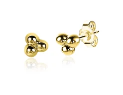 Outlet Zinzi zilveren oorknopjes 14K geel verguld 4mm 3 bolletjes ZIO2169G