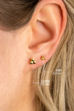 Outlet Zinzi zilveren oorknopjes 14K geel verguld 4mm 3 bolletjes ZIO2169G