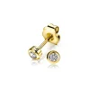 Discount Zinzi zilveren oorknoppen 14K geel verguld rond 4mm wit ZIO1177G