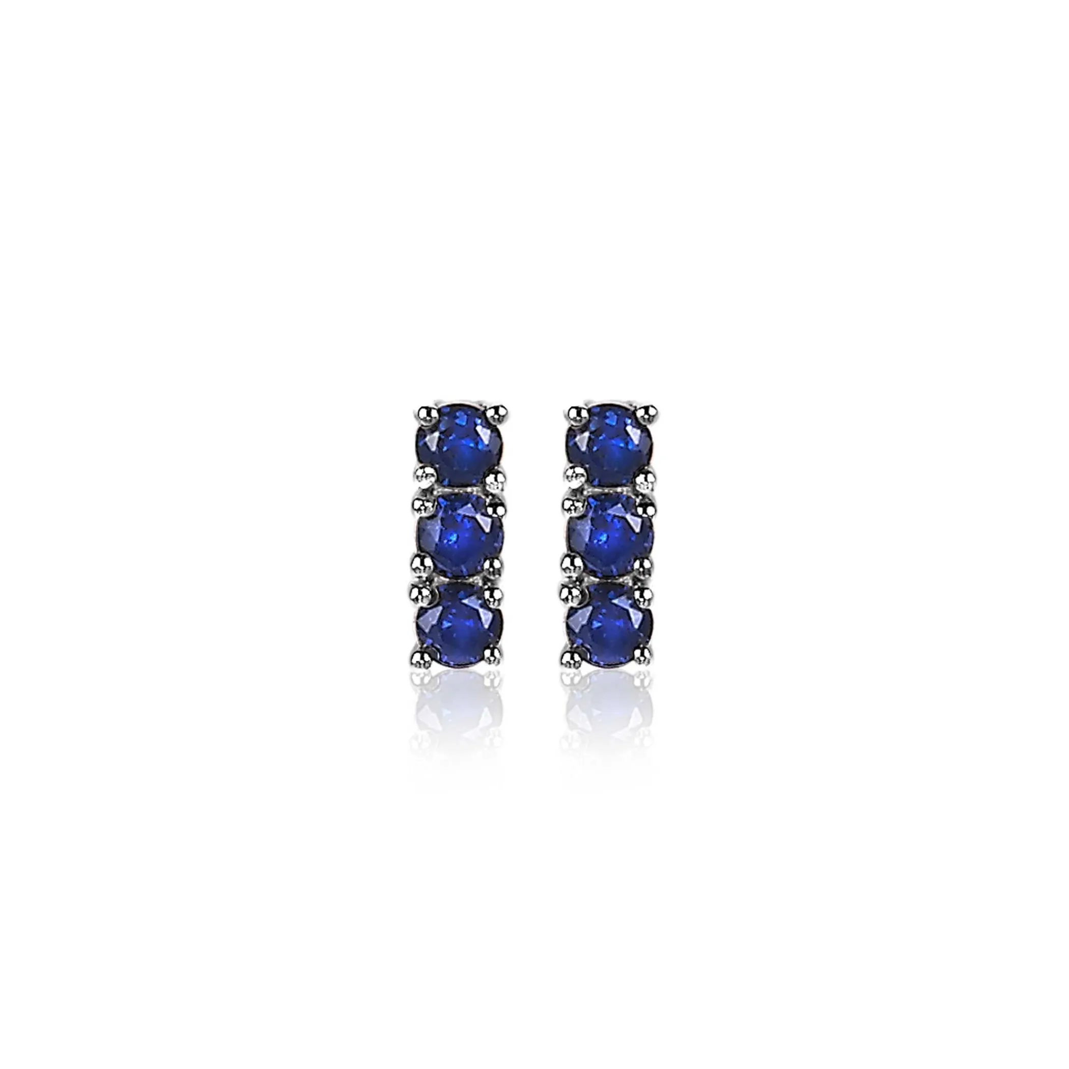 Hot Zinzi zilveren oorknoppen 8mm staafje chaton gezet donkerblauw ZIO2127B