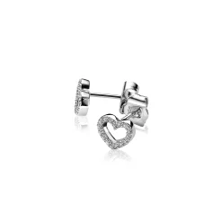 Clearance Zinzi zilveren oorknoppen hart wit ZIO1098