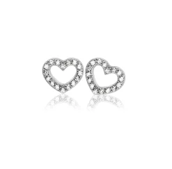 Clearance Zinzi zilveren oorknoppen hart wit ZIO1098