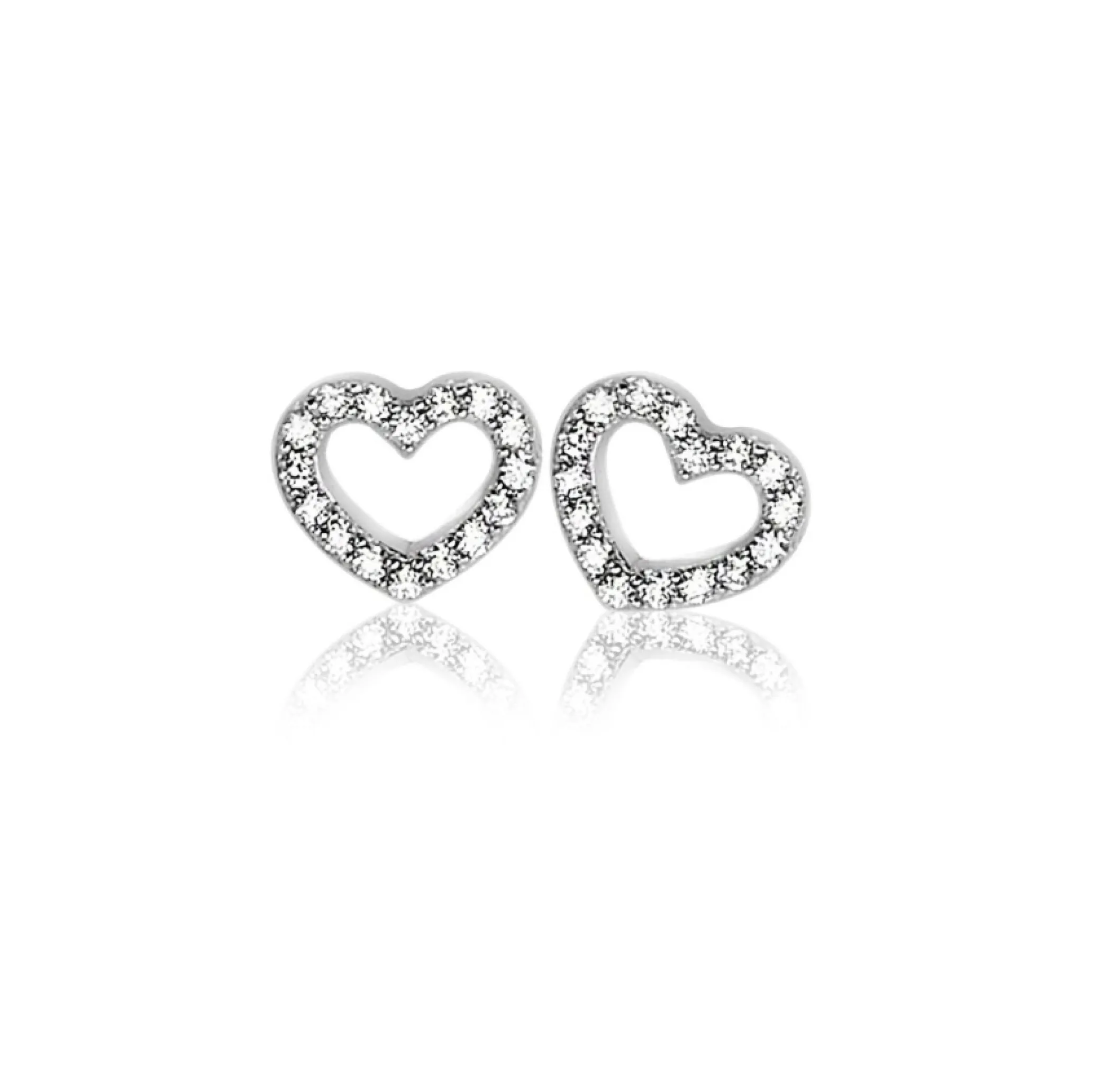 Clearance Zinzi zilveren oorknoppen hart wit ZIO1098