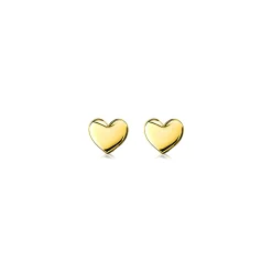 Discount Zinzi zilveren oorknoppen geel verguld glad hart 6mm ZIO1378G