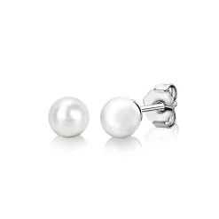 Outlet Zinzi zilveren oorknoppen 6mm wit parel ZIO1317