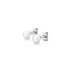 Outlet Zinzi zilveren oorknoppen 6mm wit parel ZIO1317
