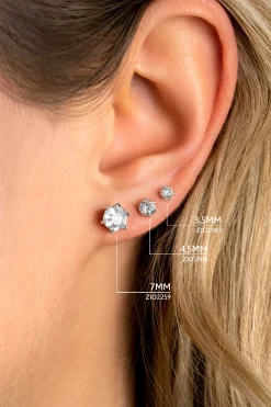 Discount Zinzi zilveren oorknoppen 3,5mm zirconia wit chatonzetting ZIO1983