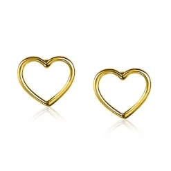 Online Zinzi zilveren oorknoppen 14K geelverguld open hart 8mm ZIO1630G