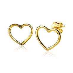 Online Zinzi zilveren oorknoppen 14K geelverguld open hart 8mm ZIO1630G
