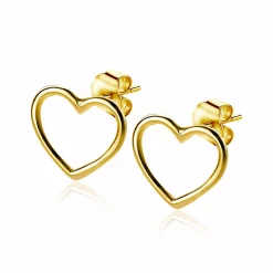 Online Zinzi zilveren oorknoppen 14K geelverguld open hart 8mm ZIO1630G