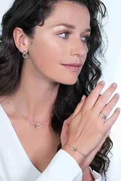 New Zinzi zilveren oorknoppen twee rondjes zwarte en witte zirconia's ZIO1987