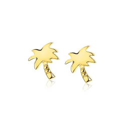 Zinzi zilveren oorknoppen geel verguld palmboom 8mm ZIO1679G