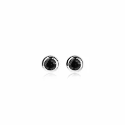 Discount Zinzi zilveren oorknoppen rond 4mm zwart ZIO1177Z