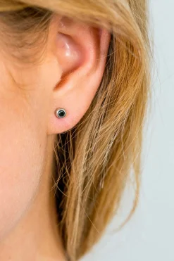 Discount Zinzi zilveren oorknoppen rond 4mm zwart ZIO1177Z