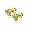 Sale Zinzi zilveren oorknoppen 14K geel verguld bolletjes witte zirconia ZIO2174G