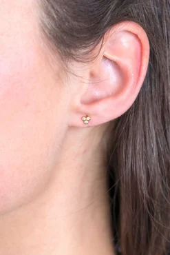 Sale Zinzi zilveren oorknoppen 14K geel verguld bolletjes witte zirconia ZIO2174G