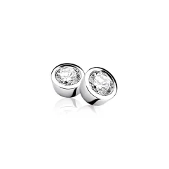 New Zinzi zilveren oorknoppen rond wit ZIO322