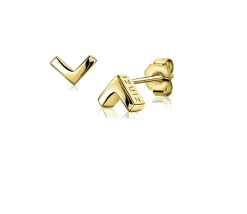 Hot Zinzi zilveren oorknoppen geel verguld glad V-vorm 7mm ZIO1380G