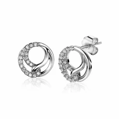 Discount Zinzi zilveren oorknoppen 10mm symboliseert verbondenheid witte zirconia's ZIO2119